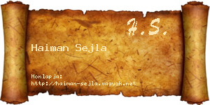 Haiman Sejla névjegykártya